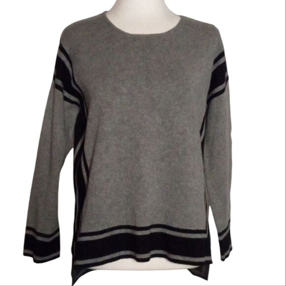 Rebecca Elliot 3 Sisters Sweater Color Block Boxy Gray & Black Size Small Medium - Picture 3 of 10